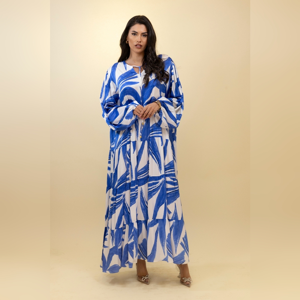 Stylish Blue and White Maxi Dress